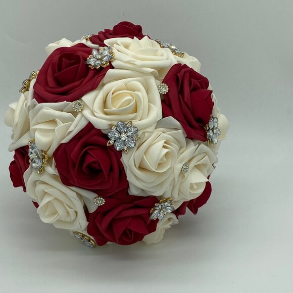 Dark Red Real Touch Roses - Picture 2 of 5